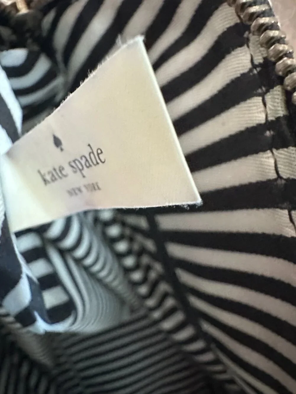 Kate Spade Black/Cream Southport Avenue Jenny Satchel, Woven twill & Leather